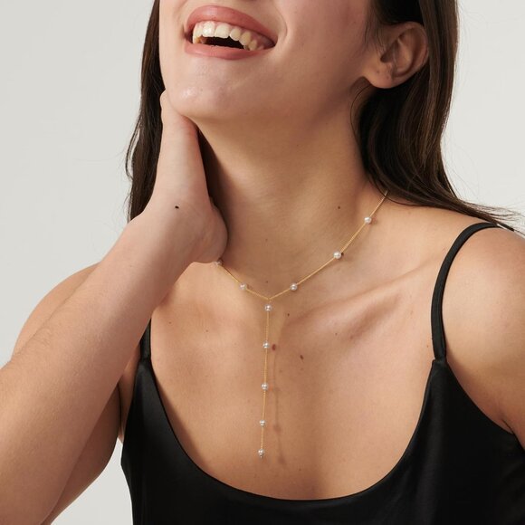 ⚡Pearl Necklace for Women 14K Gold-plated White Gold plated Dainty Chain - Picture 2 of 7